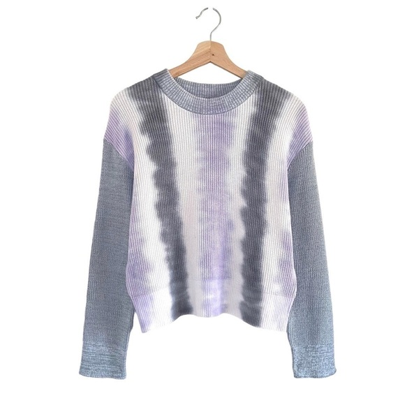 NEW Rails Karis Cotton Cashmere Rib Knit Pullover Sweater Aqua Tie Dye Small - Picture 6 of 16